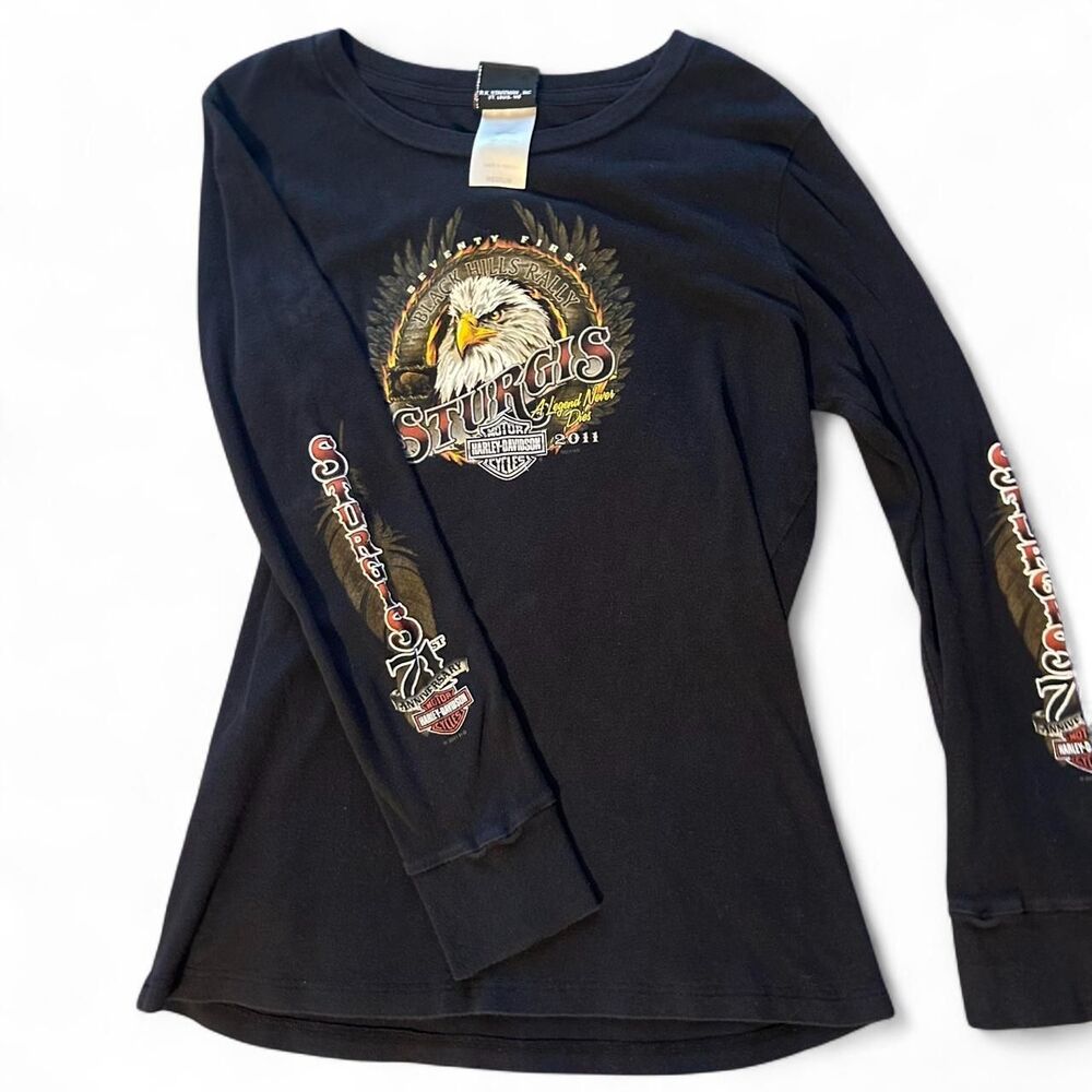 Harley-davidson Women's Black and Grey Shirt